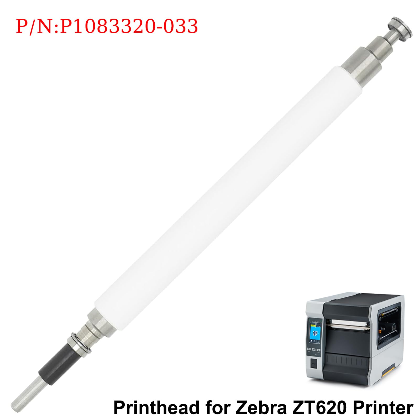 Platen Roller for Zebra ZT620 Thermal Label Barcode Printer,Label Maker Transfer Roller Support Printer 203dpi 300dpi (with Gear Parts),P/N:P1083320-033