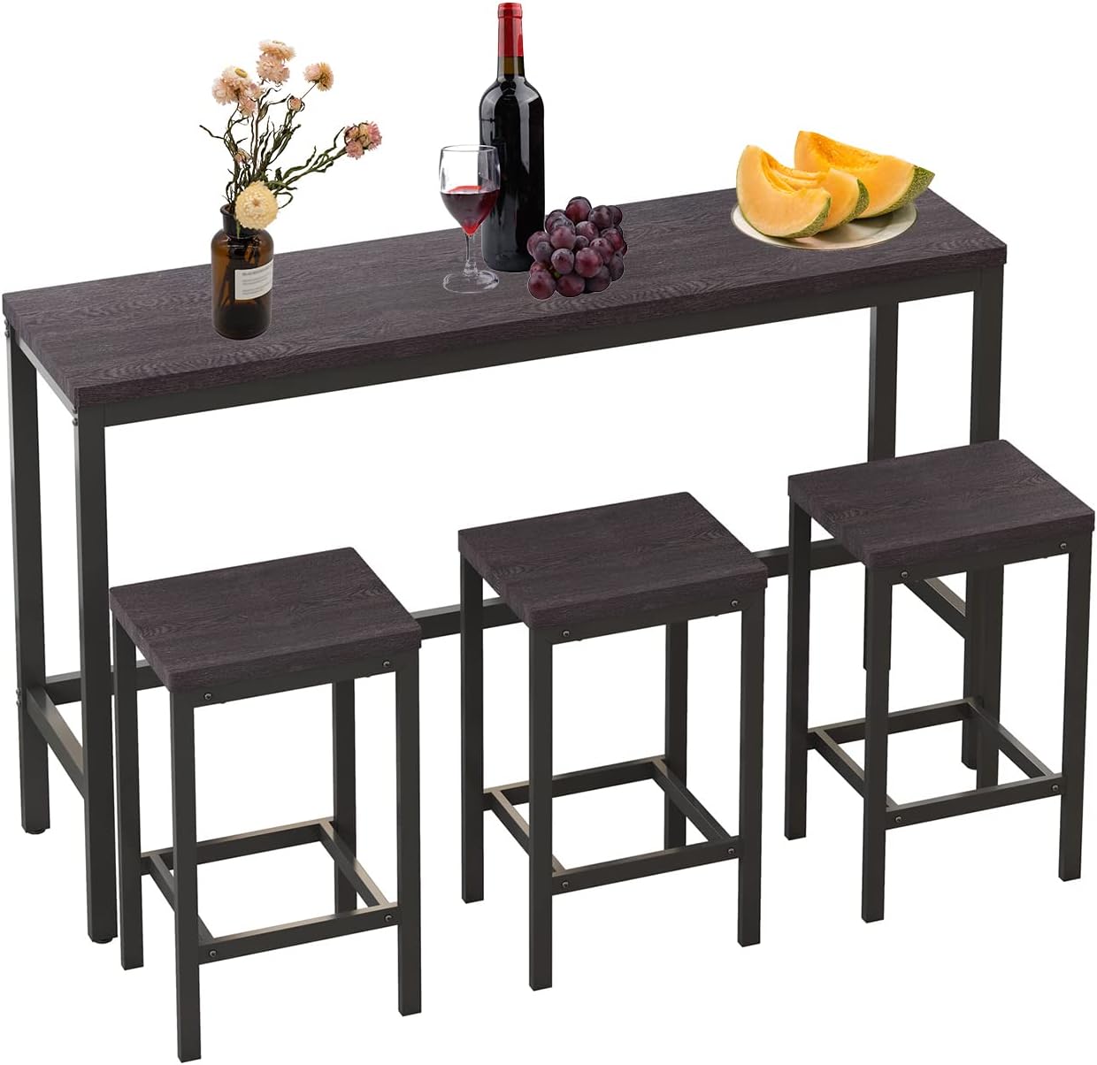 4Piece Pub Table Set, Counter Height Extra Long Dining
