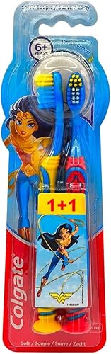 Colgate Wonder Woman Zahnbürste, 2 Stück, weiche Borsten, für Kinder ab 6 Jahren