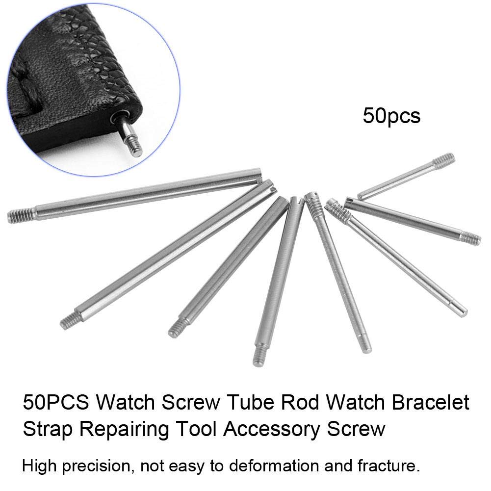 ZJchao Watch Screw Tube Rod, 50PCS Watch Band Pins Screw Tool Kit Screws Repair Kit Small Tiny Screws Nut Washer Assortment for Watch Connect Watch Case and Band Watch Repair Tool Kit