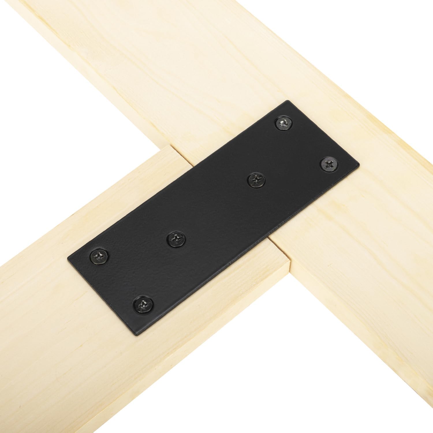 Black Stainless Steel Flat Straight Mending Plate, Double-Wide Joining Plate for Wood Furniture Fastening & Fixing with 2 Sets of Screws of Different Lengths (48x169mm, 4 Pack)