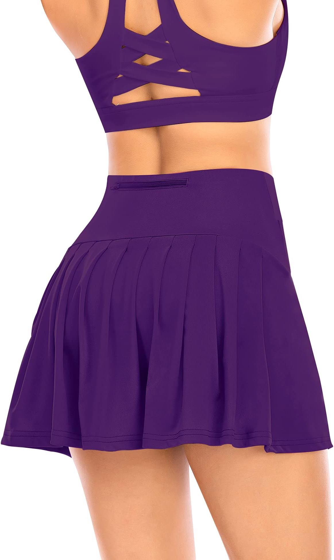Pleated Tennis Skirts for Women with Pockets Shorts Athletic Golf Skorts Activewear Running Workout Sports Skirt (Purple-1, Large)