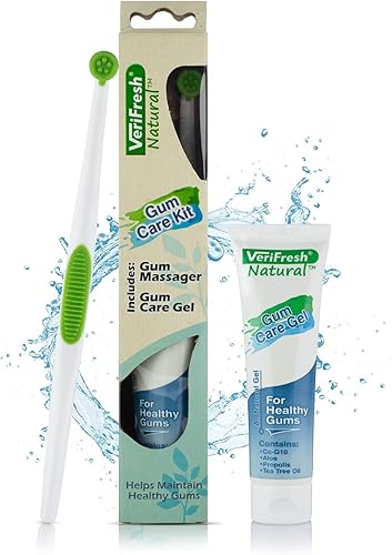 Estimulador/masajeador de encías y gel de encías totalmente natural - VeriFresh - Kit de cuidado de encías para encías saludables