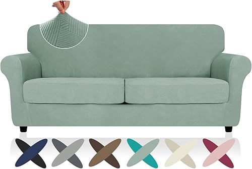 Miniatura 13 de Funda 2026 para sofá de dos plazas XL a rayas, 3 piezas (71"-91"), fundas elásticas gruesas para sofá con cojines 2 XL con banda elástica Nuevo