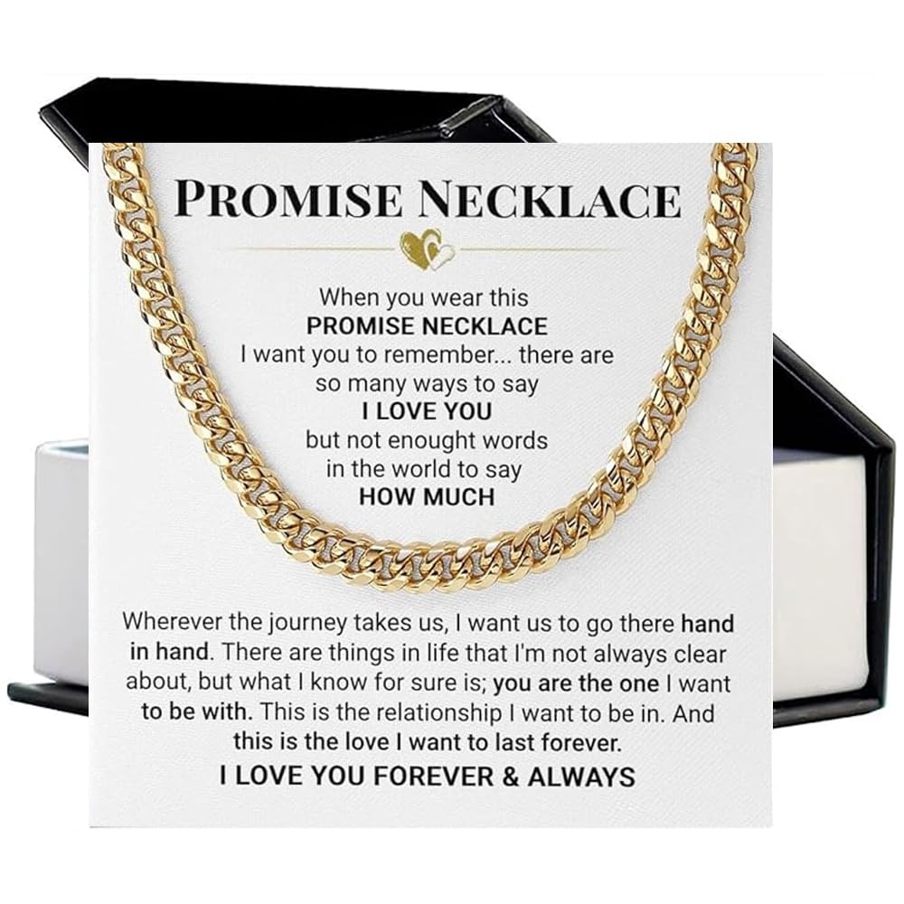 VIRAGIL Cuban Chain Necklace - Promise Necklace for Him, 1 Year for Boyfriend, Valentine's Day & Christmas