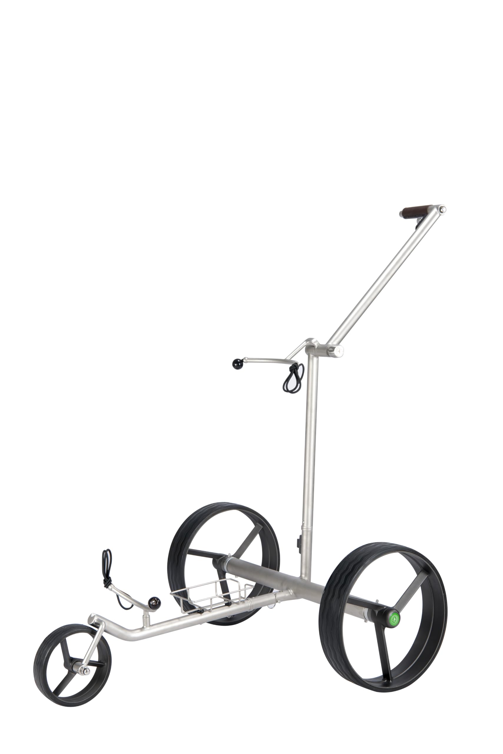 K3 Kolibri lago Edelstahl Lithium Elektrotrolley Golftrolley Golfcart in Titanoptik mit Drehrad-Steuerung und Fernsteuerung