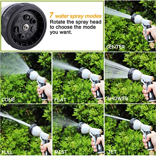 V.C.Formark Garden Hose Nozzle, Heavy Duty Metal Hose Spray Nozzle, 7 Adjustable Multi-Function Water Hose Nozzle for Hand Watering Plants & Lawn, Car Washing, Patio and Pets - Thumbnail 3