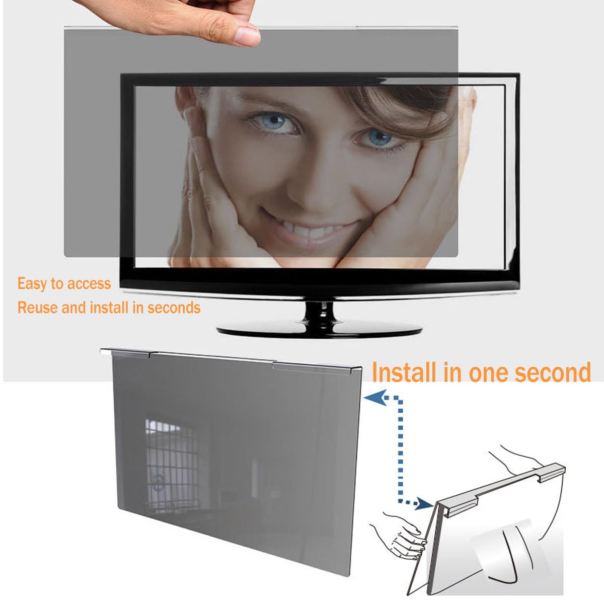 Filtre de confidentialité pour ordinateur, protection d'écran 20-32 pouces, filtre d'écran avec support de suspension, antireflet, confidentialité des données, anti-espionna(24 pouces 540*340 mm
