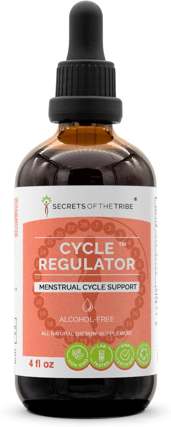 Secrets of the Tribe - Cycle Regulator, Menstrual Cycle Support, Herbal Supplement Blend Drops Alcohol-Free Liquid Extract (4 fl oz)