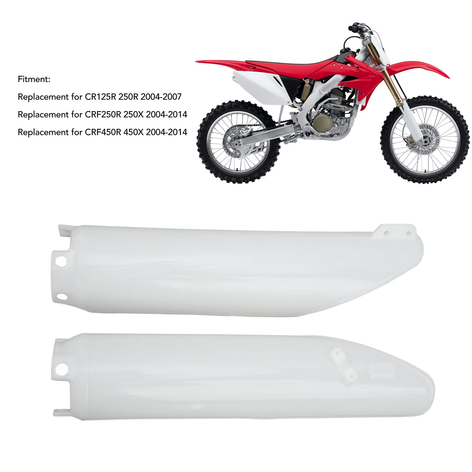 Protezione forcella moto Protezione ammortizzatore Copertura forcella anteriore durevole in plastica ABS di alta qualità per CR125R CR250R CRF450R CRF250X CRF450X 2 pezzi