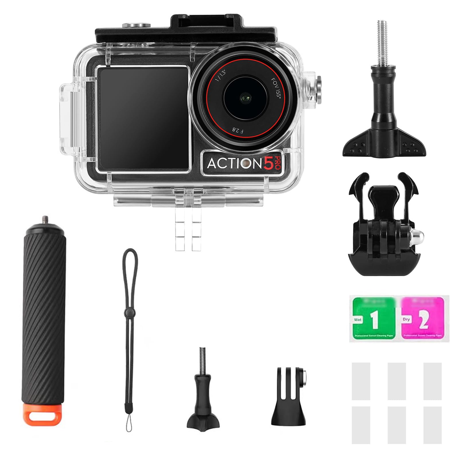 Wasserdichtes Gehäuse für DJI Osmo Action 5 Pro/4/3 mit 3er-Pack Tauchfiltern, 60 m Unterwasser-Schutzgehäuse, Tauchset, professionelles Action-Kamera-Tauchzubehör