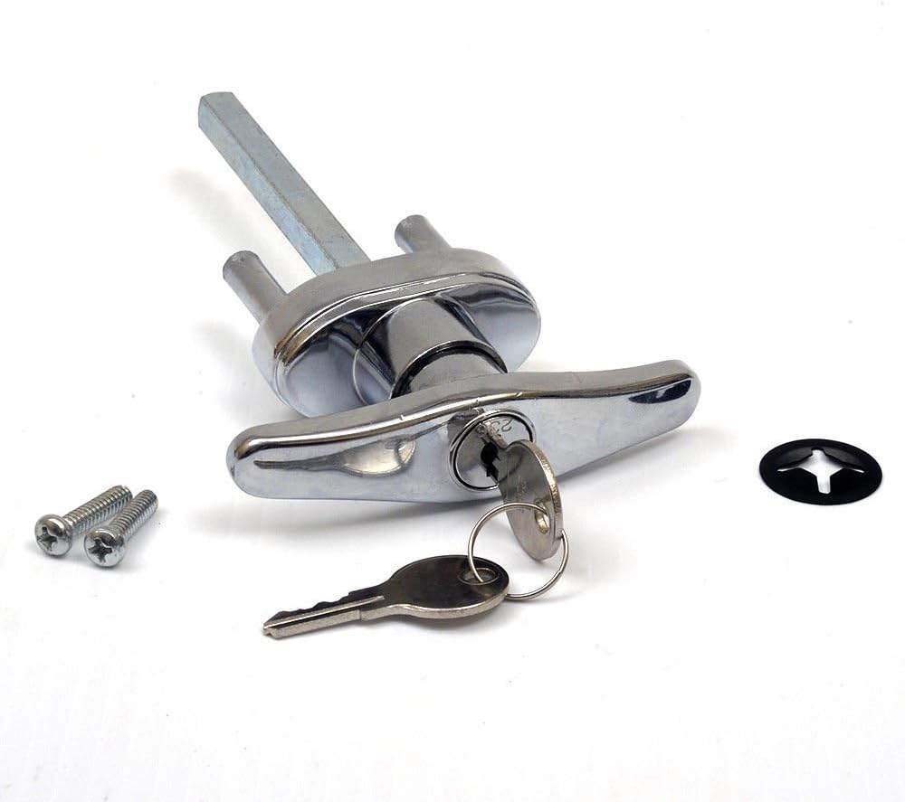Garage Door Lock T Handle w/2 Keys - Universal Replacement