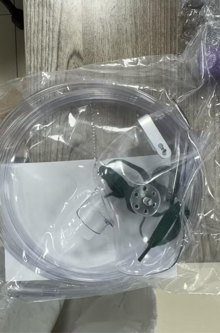 Geiserailie 2 PCS M (Pediatric) Oxygen Mask with 6.6 Ft Tubing and Adjustable Elastic Strap, Adult Oxygen Mask with Tubing, Transparent Masks for Face Adult