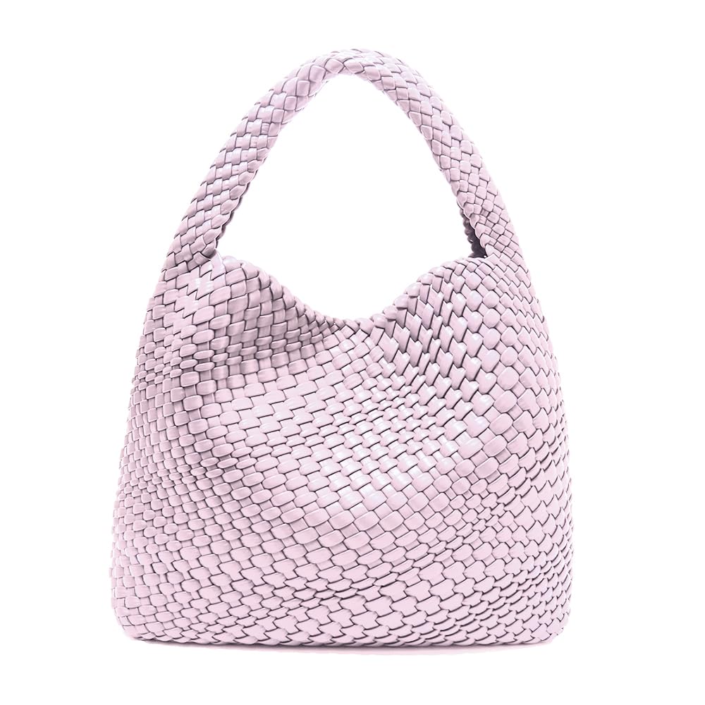 Bolso de hombro de piel sintética tejida, bolso con cremallera
