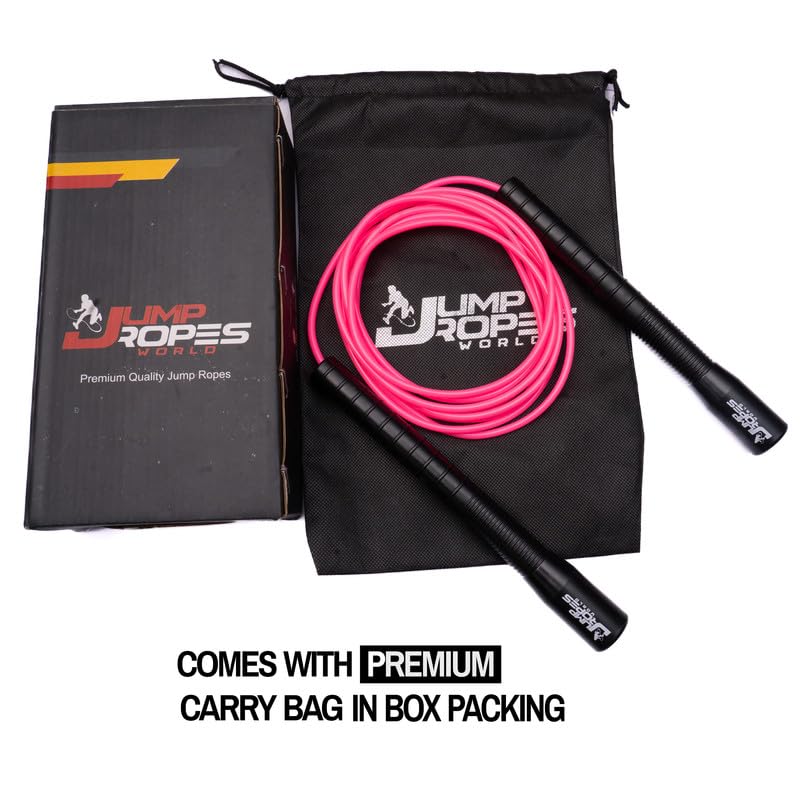 Image of World, Long Handle 4MM | Freestyle Adjustable PVC Skipping Rope for Men | Tangle-Free, Fast-Spinning Jump Rope for Beginners and Trick Training (Pink)
