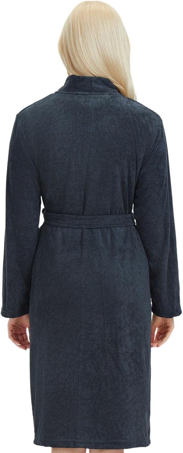 Women's Robe Lightweight Terry Cloth Kimono Robes Knee Length Bathrobe - Image 4