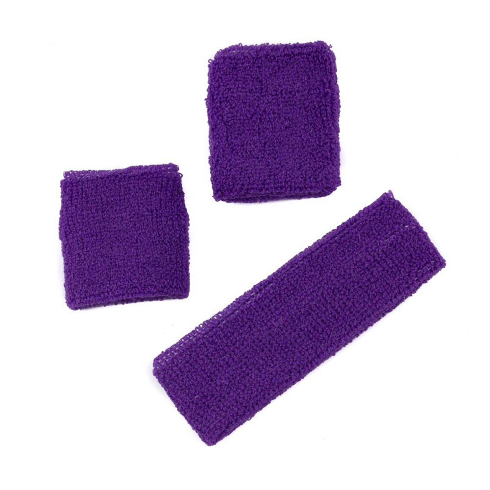 Mytoptrendz Women's Purple Mytoptrendz® Unisex Sports Sweatband Set Soft Terry Cloth- 1 X Sweat Headband - 2 X Sweat Wristbands (Purple) Lg