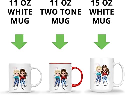 Miniatura 6 de GOSSBY Taza personalizada (2 Friends) Life is better with friends Best Friends, taza personalizada para mejor amiga, regalo de amistad de larga
