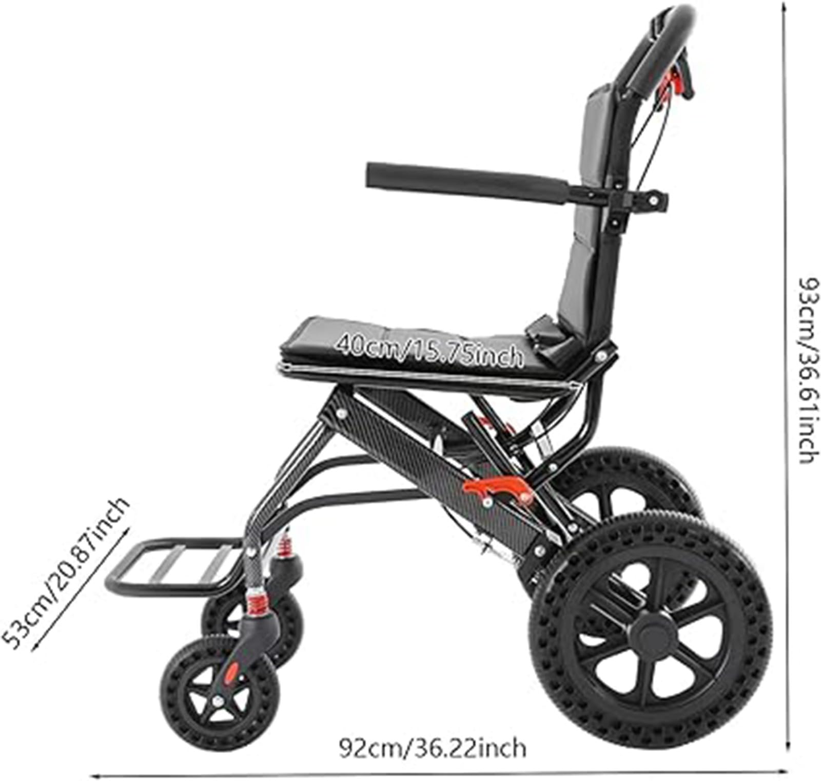 Silla De Ruedas Plegable De Viaje Silla De Ruedas De Tránsito Silla De Ruedas Plegable De Transporte Ligera, De Aluminio para Adultos Mayores hasta 100 Kg A