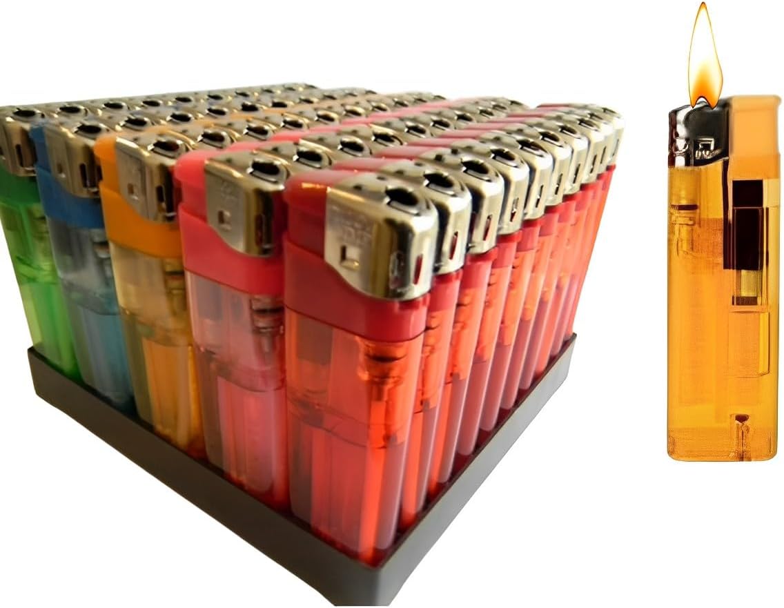 UR CHOICE Multicolour Electronic Child Safe Lighters - With Adjustable Flame -Transparent Body, Long-lasting - Pocket-friendly Electronic Lighters (10)
