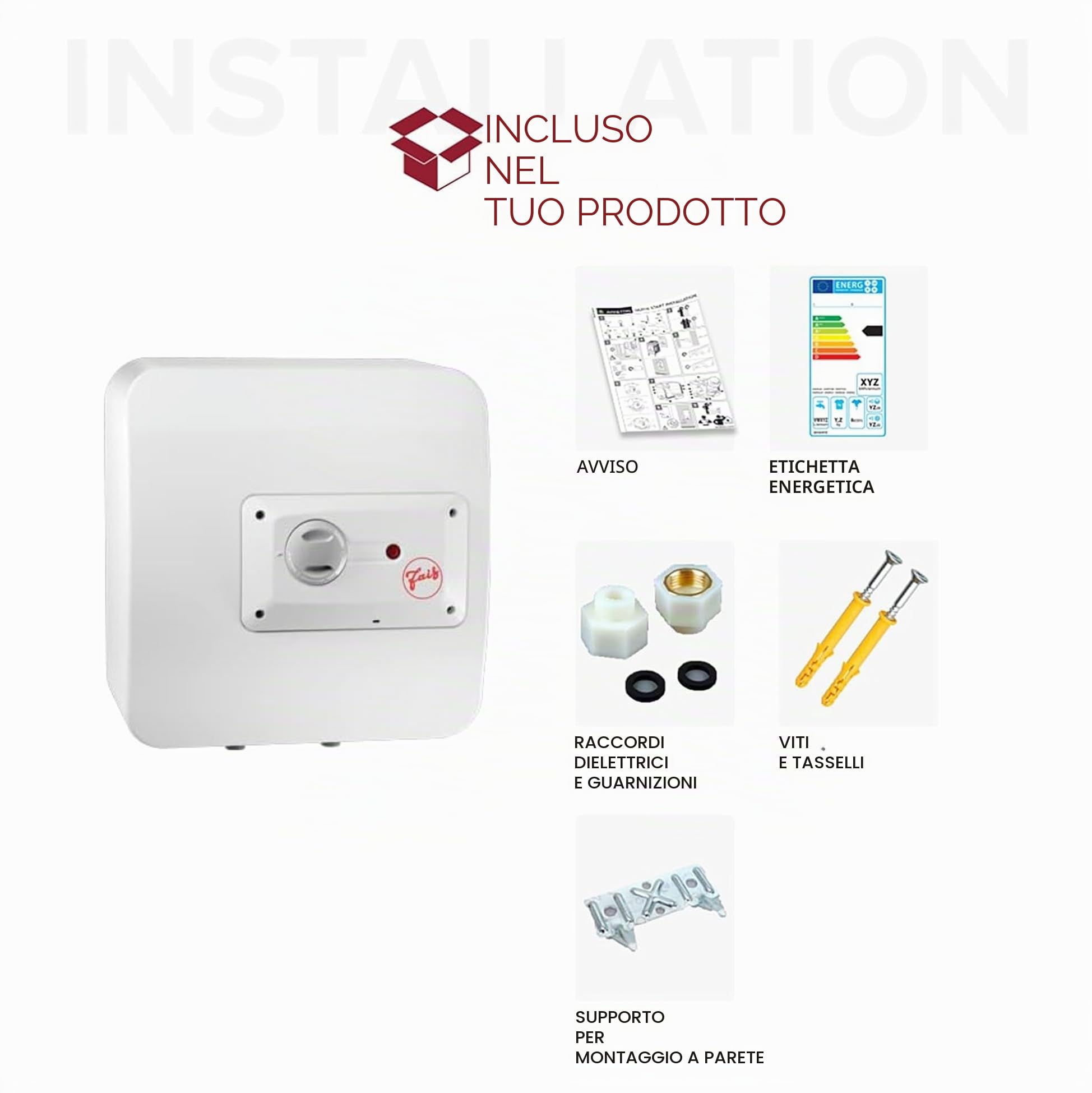 FAIS 15 IT EU, Scaldabagno elettrico su lavello 15 litri, 1500 W, facile da installare, classe energetica A. Progettato e realizzato per essere installato in Francia bianca