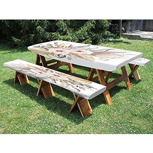 Palm Leaves - Mantel ajustable de poliéster para mesa de picnic y banco, 72 pulgadas, fondo de plantas tropicales de la selva, para exteriores, barbacoas, camping, 28 x 72 pulgadas