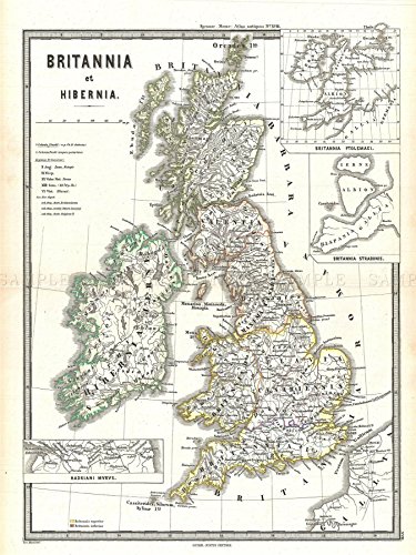wall map of the british isles - Doppelganger33 Ltd 1865 Spruner Map British Isles England Scotland Ireland Canvas Art Print