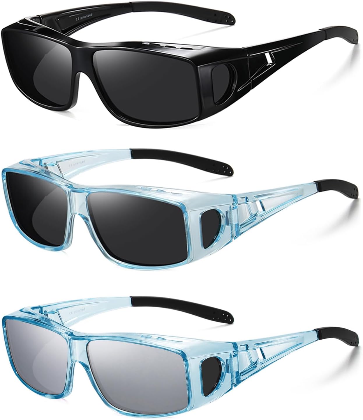 Wzerry Sunglasses Fit Over Glasses Polarized for Men Women, Wrap-Around Glasses UV400 Protection for Driving and Outdoor