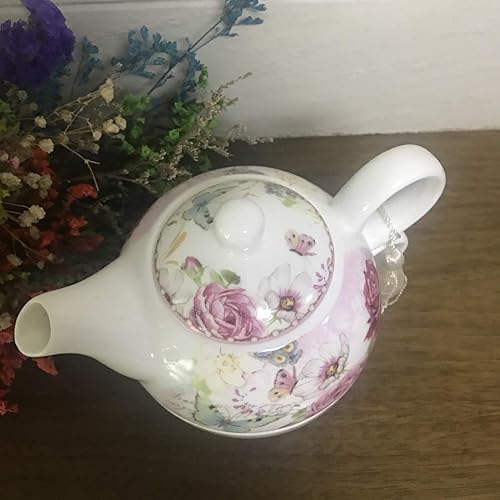 Miniatura 6 de Lightahead Té de porcelana de hueso para un juego en diseño de rosas, en atractiva caja de regalo reutilizable hecha a mano (con cuentas y cinta)