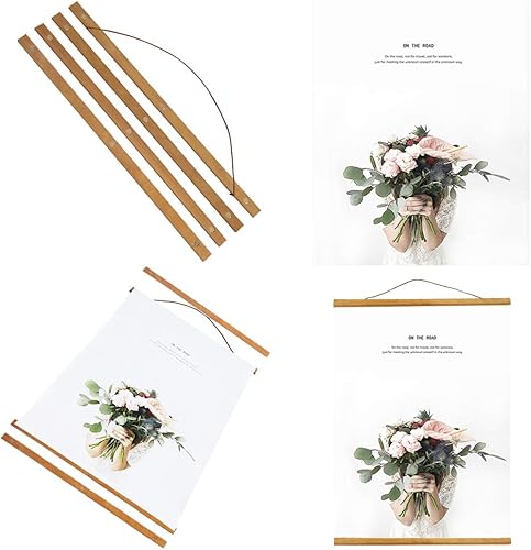 Miniatura 5 de Miaowater 2 paquetes de marco magnético para colgar fotos, de madera ligera, marcos para colgar fotos, imágenes y arte impresa en lienzo