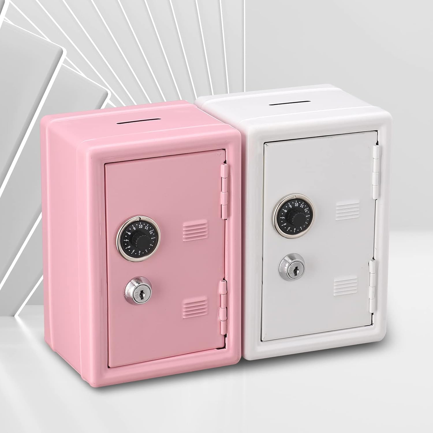 Younion Money Safe and Cash Lock Box, Mini Size Security Safe Box for Money Jewelry and valuables, 4.6"x 4.2"x 6.9" Pink