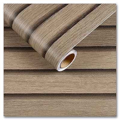 CRE8TIVE Brown Wood Slat Wallpaper Peel and Stick 12"x80" Natural Wood Grain Contact Paper Waterproof Self Adhesive Wooded Stripe Wood Panel Look Wallpaper Vinyl Wrap for Kitchen Countertops Cabinets