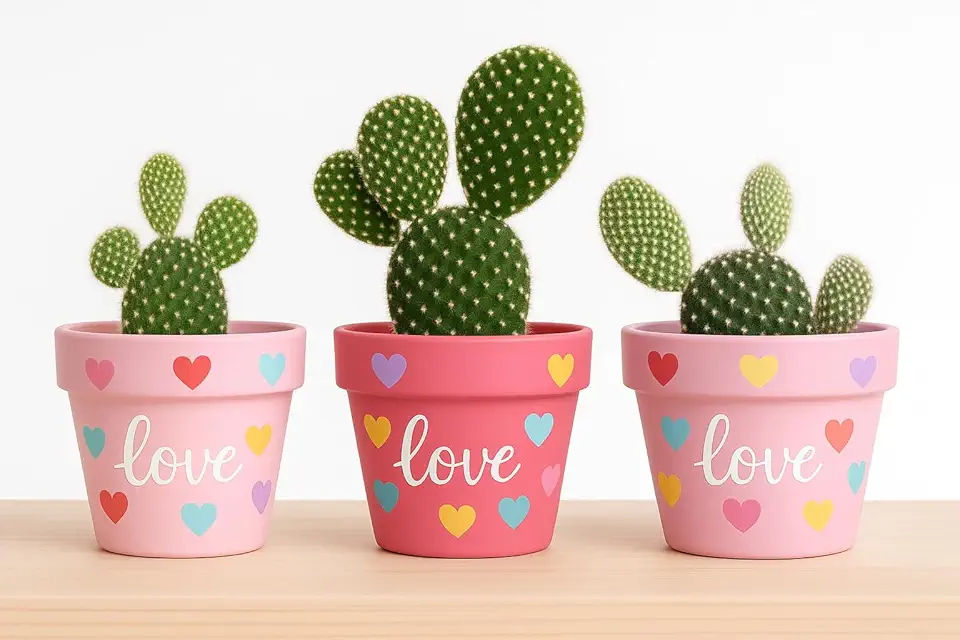 Trio de Vasos de Barro Pintados à Mão – Decoração Amorosa e Charmosa para Seu Lar