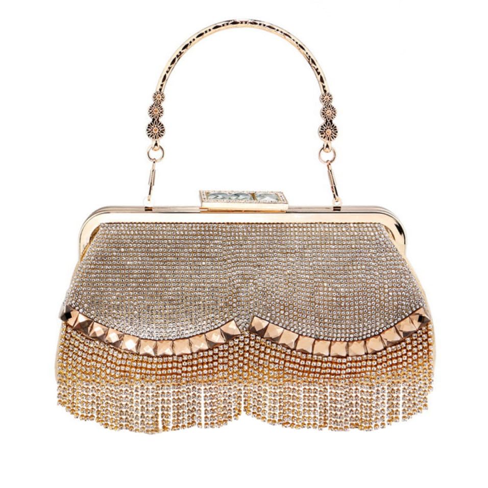 Paquet à main de soirée pour femme, sac de banquet en strass et polyester