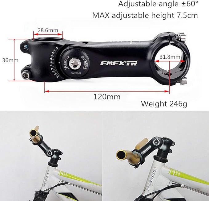 Fiets verstelbare stuurpen ± 60° Riser of lager, WASAGA -60~60 graden 120  mm aluminiumlegering Verhoog fietsvork Extender Stuur Rise Clamp Adapter MTB  Road Fixed Gear (31.8mm x 120mm) : Amazon.nl: Sport \u0026 outdoor