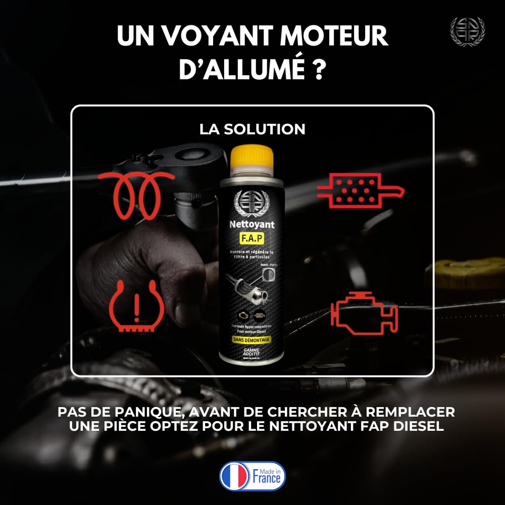Nettoyant FAP DPF 375mL Ultra Efficace – sans Démontage – Additif Diesel Haute Performance – Décrasse, Régénère et Protège Le Filtre à Particules – Réduit la Pollution et Évite Le Remplacement