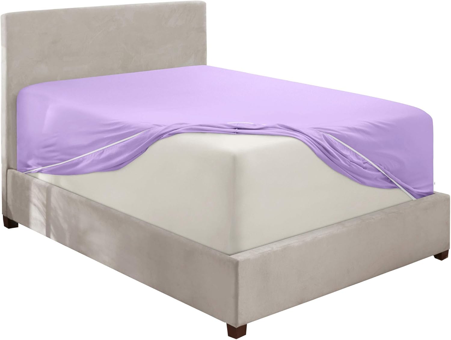 100% Natural Cotton Sateen Weave 800 Thread Count King Size Fitted Sheet with Elastic All Around - 1 Piece Fitted Sheet - Fits Mattress Up to 15 Inches Deep Pocket Lavender