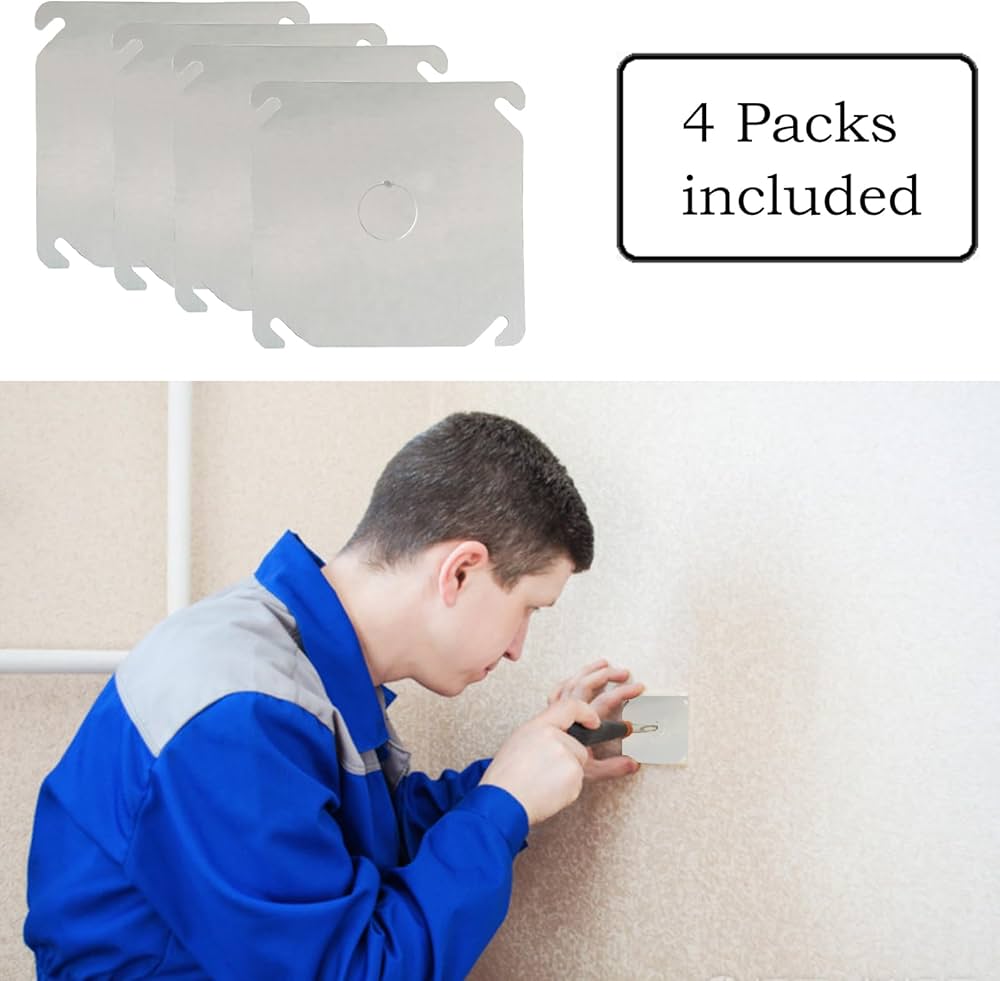 Amazon | 正方形電気ボックスカバー、1/2インチノックアウト、4インチ