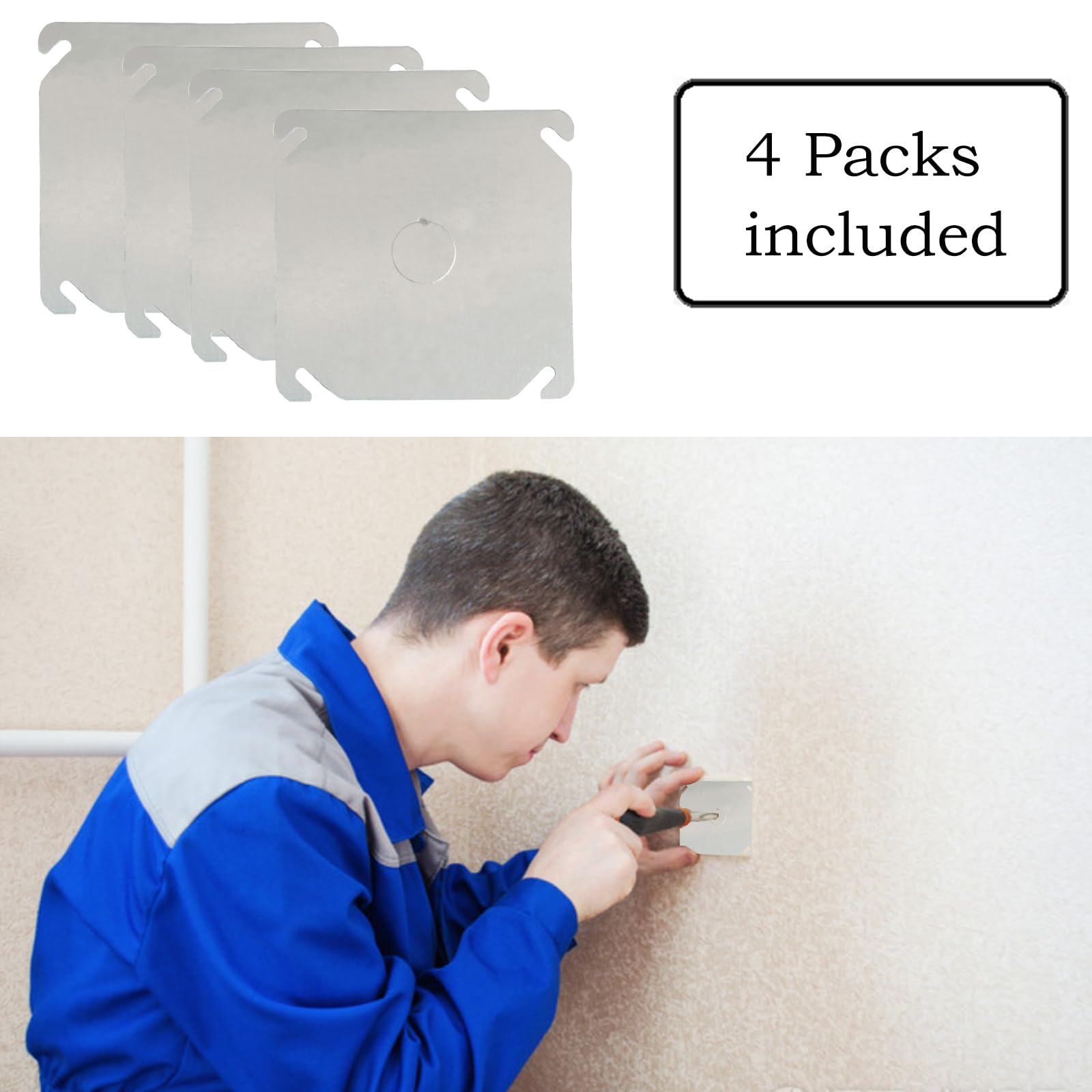 Amazon | 正方形電気ボックスカバー、1/2インチノックアウト、4