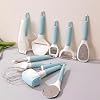 10 Pc Kitchen Gadget Set Stainless Steel Utensils with Comfortable Touch Blue Handles