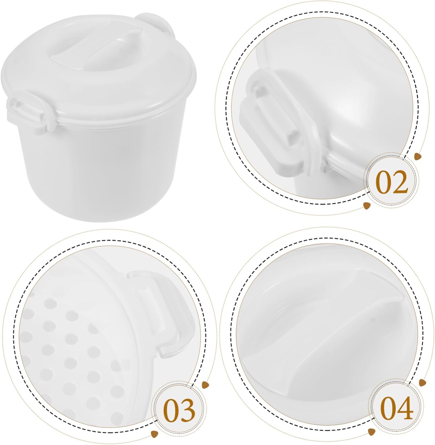 Microwave Rice Cooker with Lid Portable Multifunctional Steamer Tray Plastic Container for Healthy Cooking and Convenient Meal Prep at Home