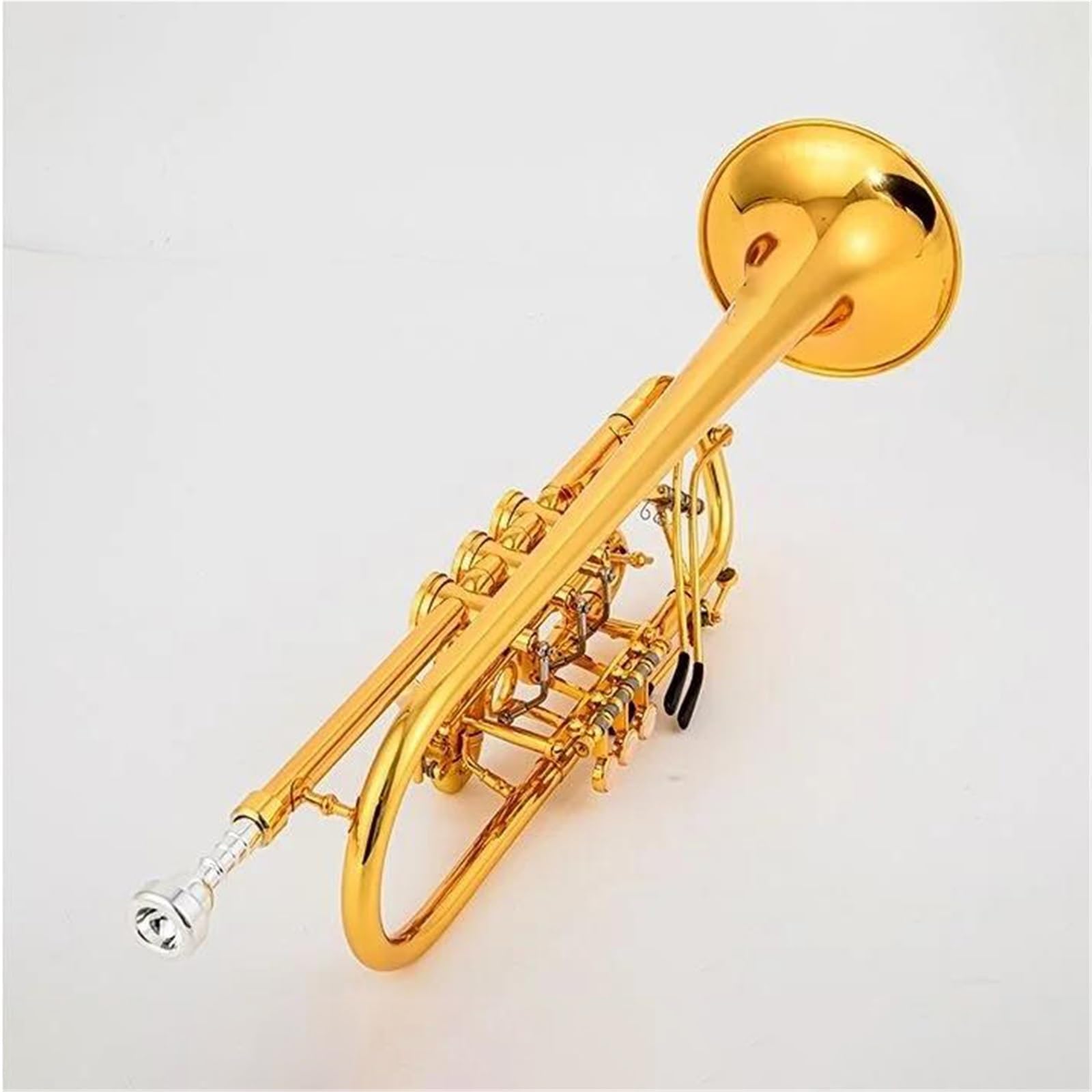 Trompete B-Trompeten-Drehventil B-Typ Flachmessing Gold Flachschlüssel Professionelles Trompeteninstrument