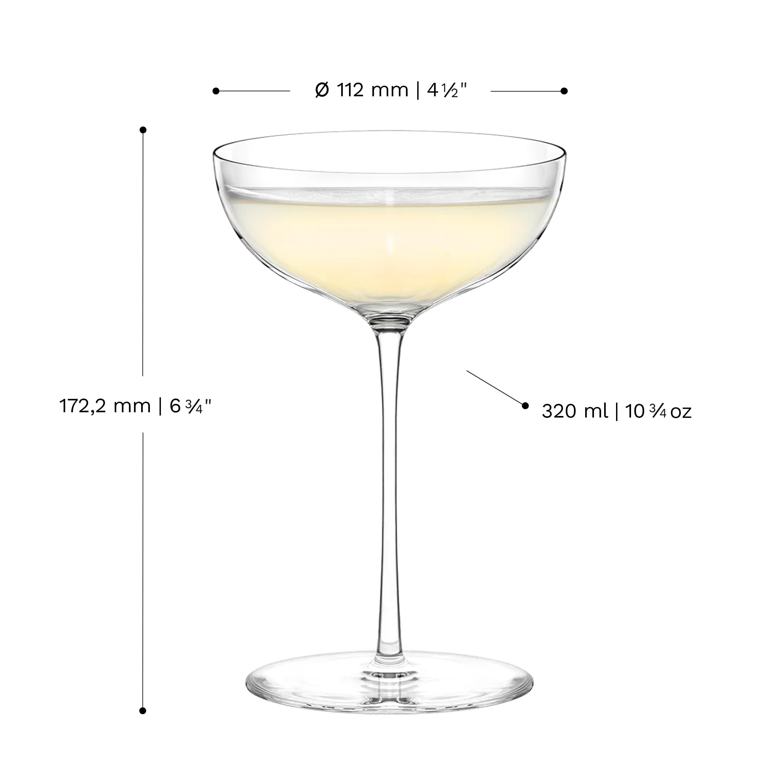 Stölzle Lausitz Kyoto Bar Cocktailschale 6er-Set 320 ml – Elegante Cocktailgläser ideal für Martini & Margarita – Stilvolle Kristallgläser für Cocktails – Spülmaschinengeeignet & stoßfest