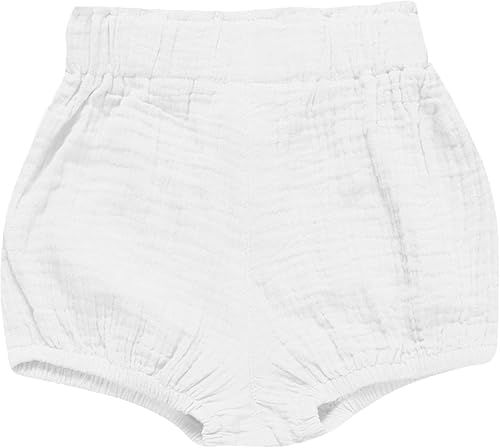Uttpll Pantalones cortos de algodón para bebés y niñas con volantes lindos pantalones cortos de lino para bebés pantalones cortos de harén sueltos