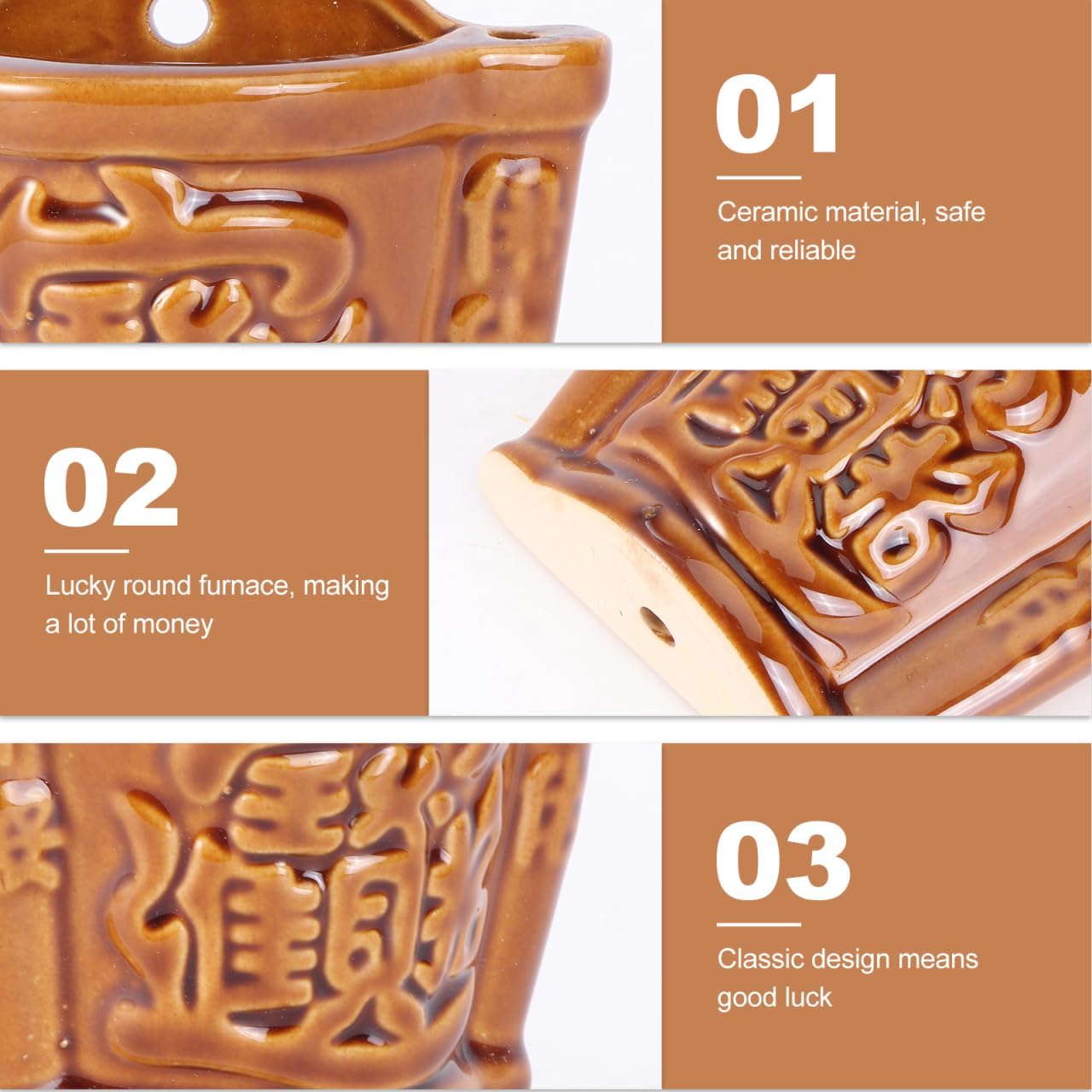 BESTOYARD 4Pcs Ceramic Wall-Mounted Incense Holder for Storage Brown Incense Burner with Cone and Stick Holder Chinese Style Home Decor