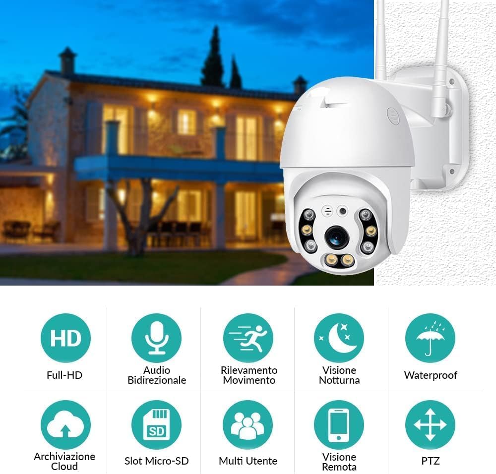 TELECAMERA VIDEOSORVEGLIANZA PTZ IP CAM WIFI DOME ESTERNO SPEED ZOOM ICSEE 2PZ - Foto 2