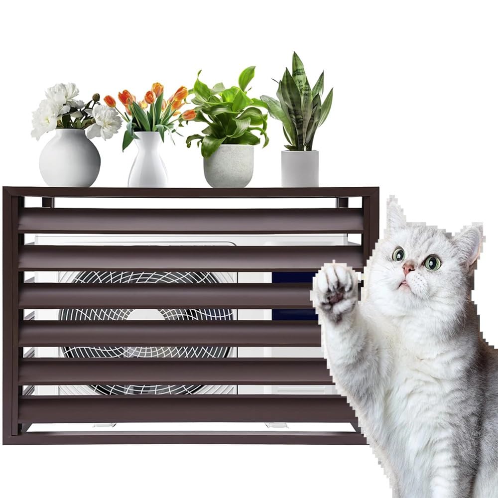 QYMYOZ Outdoor Air Conditioner Cover - Aluminum Fence Panel for Garden & Patio - Freestanding AC Fence Screen (Brown, 43.3"x23.6"x31.5")
