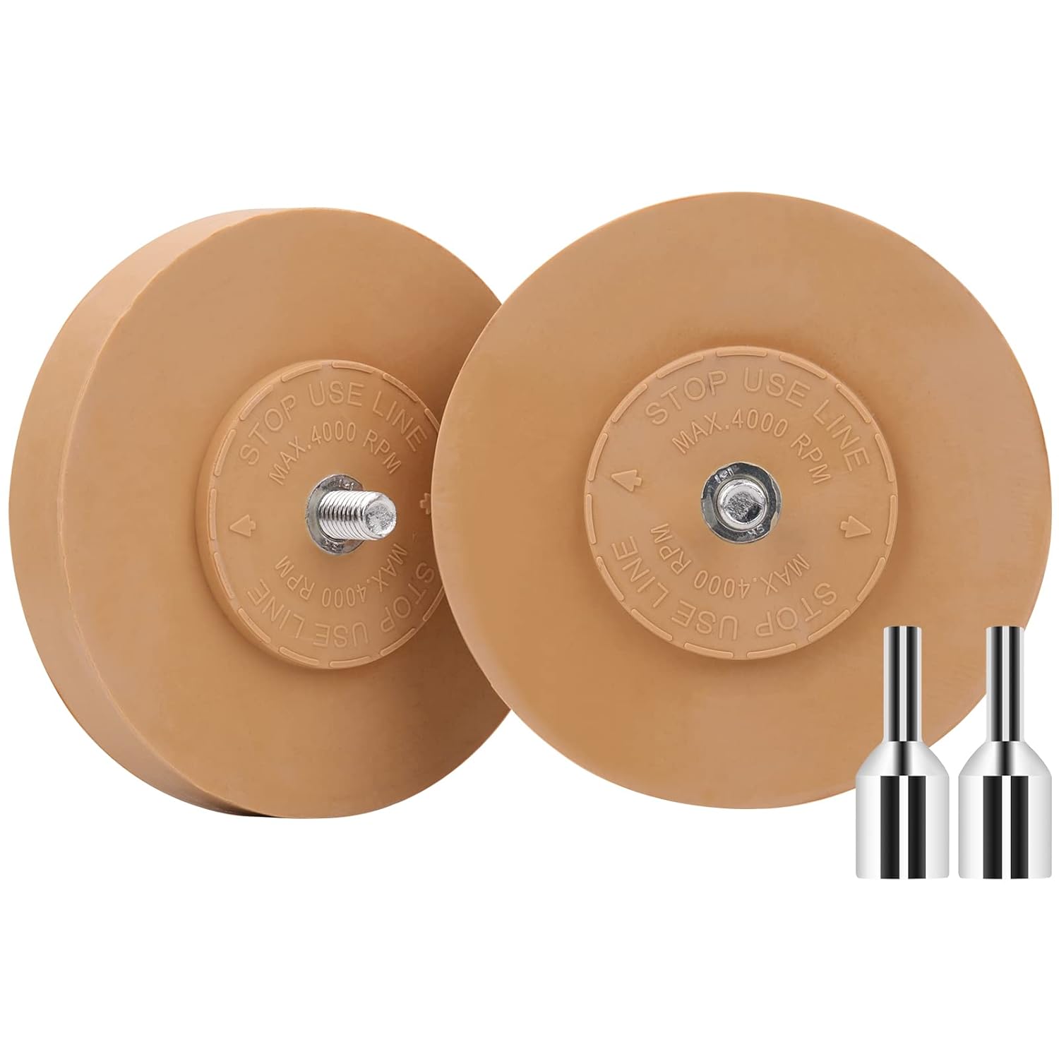 2Pcs Decal Rubber Eraser Wheel 4" Adhesive Remover Solid Rubber Wheel with Pad & Drill Adapter, Sticker Adhesive Remover Tool, Vinyl Decals, Pinstripes,Tape, Graphics Removal on Cars RV's Sign - - 
