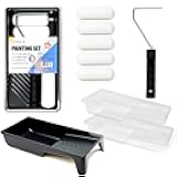 Allgala Foam Paint Roller Kit, 9 Pack 4 inch Mini High Density Foam Paint Roller Covers, Frame, Tray, for Trim Wall Funiture Doors Cabinets, Cupboards
