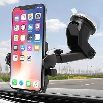 Car Mount Adjustable Car Phone Holder Universal Long Arm, Windshield for Smartphones - Black